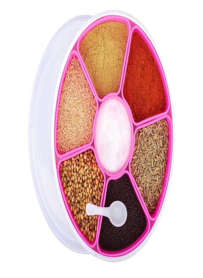 HAPPI Plastic Masala Box for Kitchen, Spice Boxes for Kitchen, Transparent Rangoli/Spice/Masala Dabba Container 7 Compartments with Spoon - Image 3